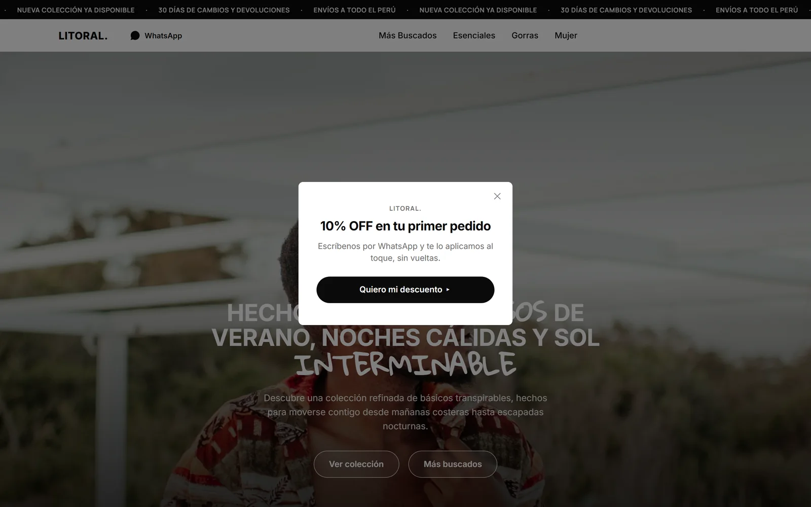 Litoral, landing page de moda