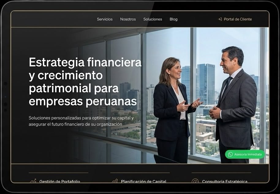 Landing page premium para consultoría financiera